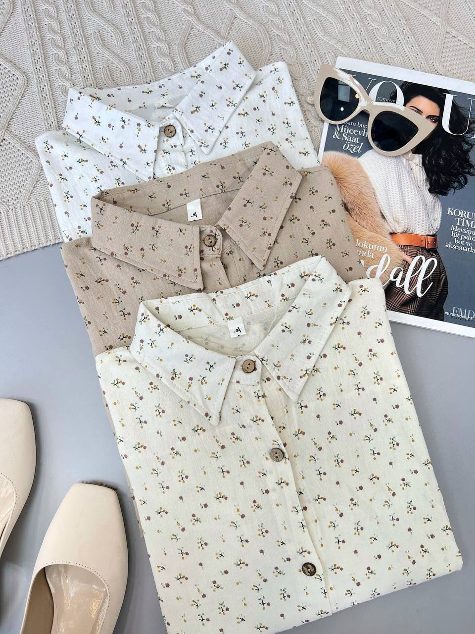 شومیز کنف گل ریز کد 3843