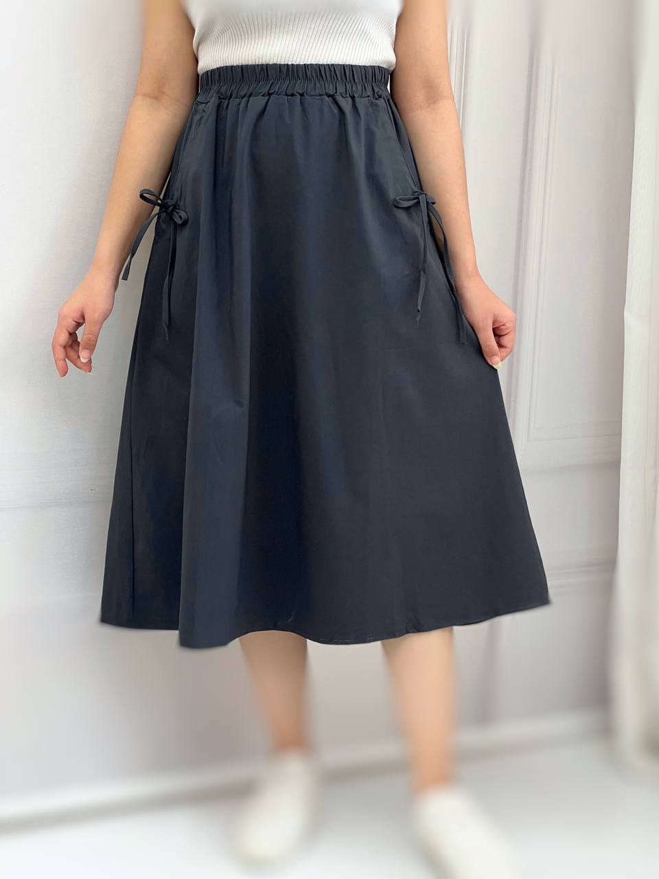 دامن کتان کش میدی کد 3844