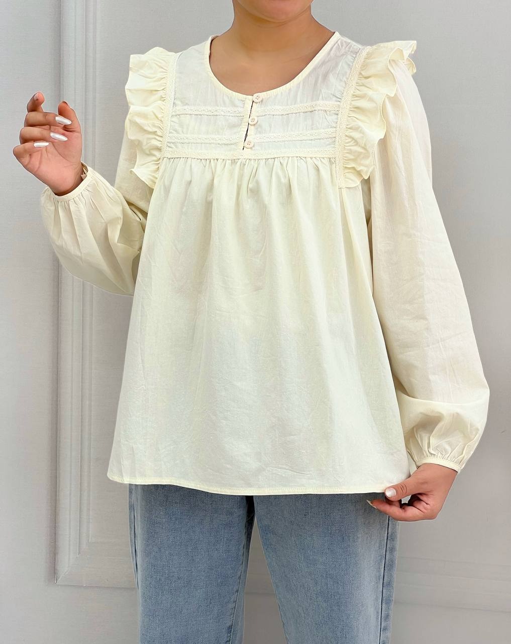 شومیز بالا چین عروسکی مدل 3 کد 3846