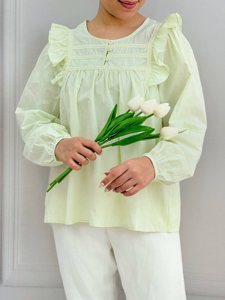 شومیز بالا چین عروسکی مدل 3 کد 3846