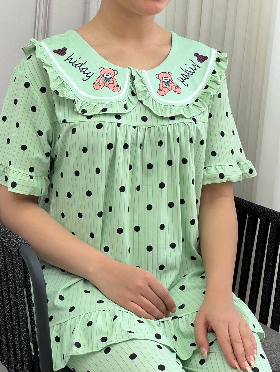 ست بلوز شلوار نخ و پنبه دوطرح کد 3847