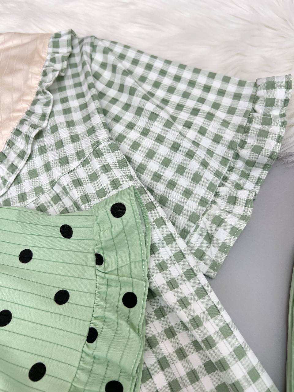 ست بلوز شلوار نخ و پنبه دوطرح کد 3847