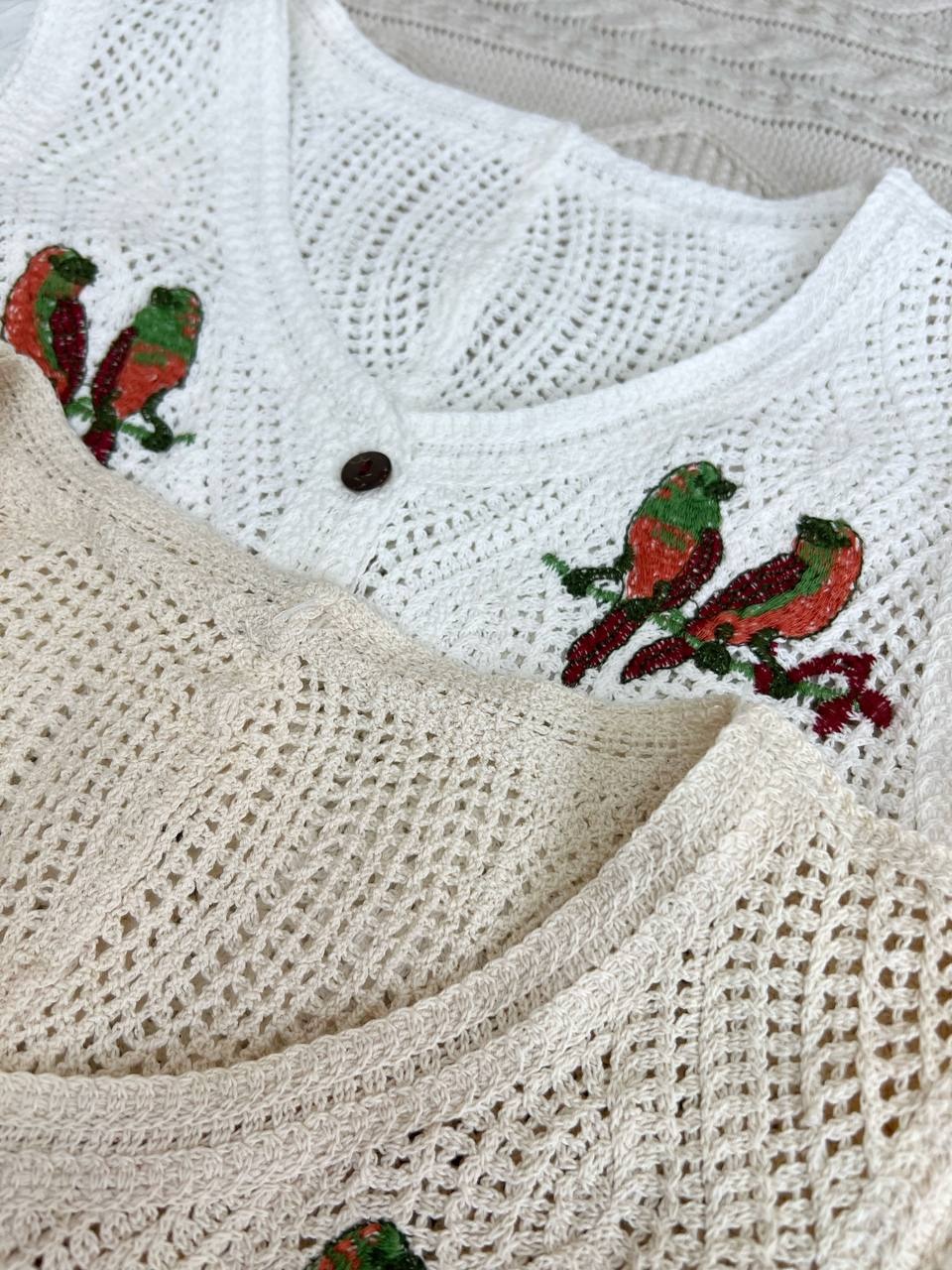 شومیز قلاب بافی آستین پف مدل 2 کد 3851