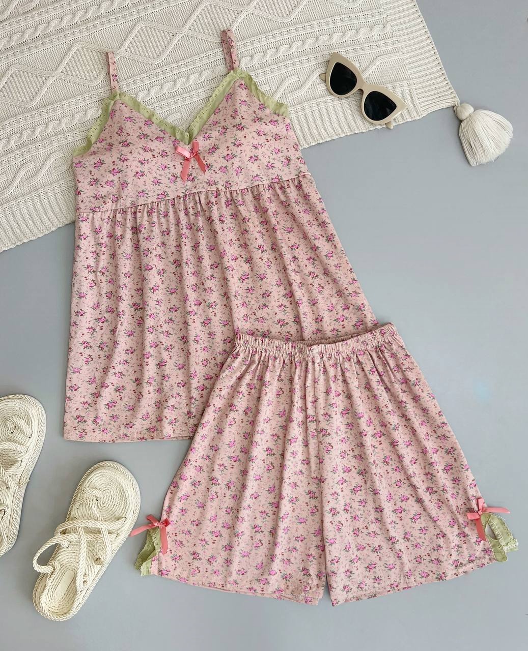 ست تاپ و شورتک گلگلی کد 3852