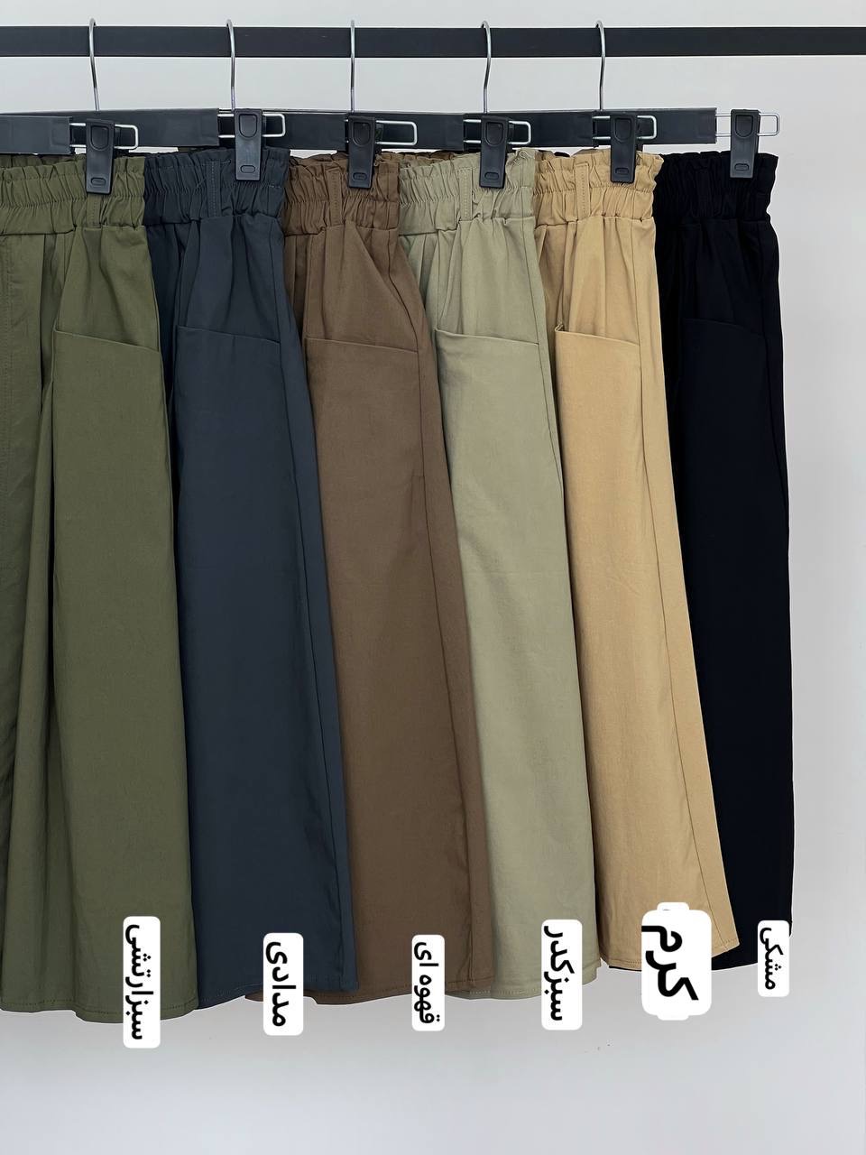 دامن کتان کش میدی بهمراه کمربند کد 3855