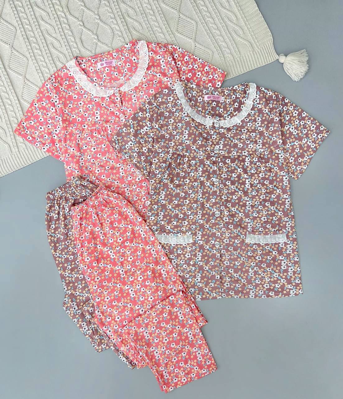 ست پیراهن و شلوار راحتی جلو دکمه کد 3860