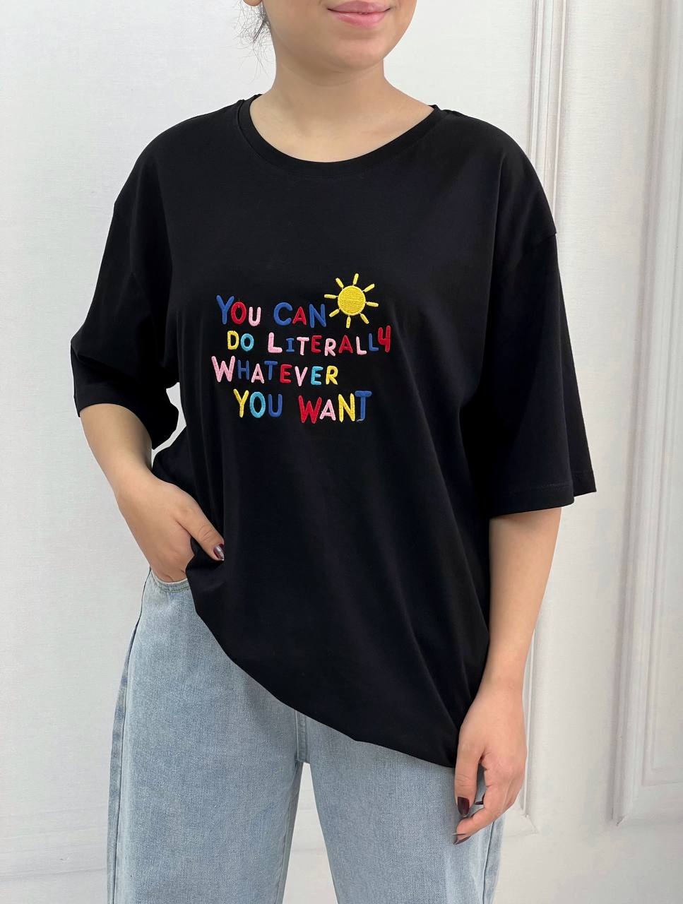 تیشرت لانگ گلدوزی شده کد3862