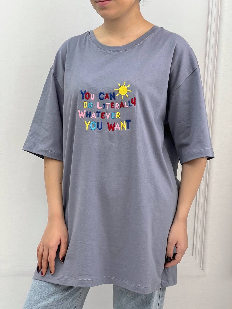 تیشرت لانگ گلدوزی شده کد3862