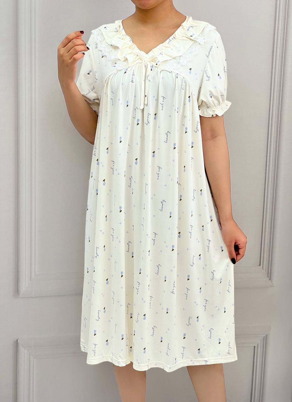 پیراهن پنبه یقه گیپور کد 3863