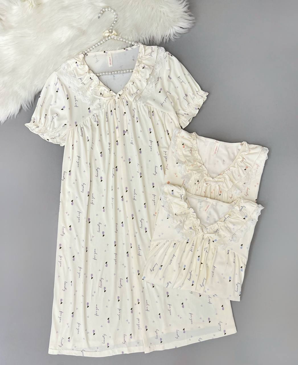 پیراهن پنبه یقه گیپور کد 3863