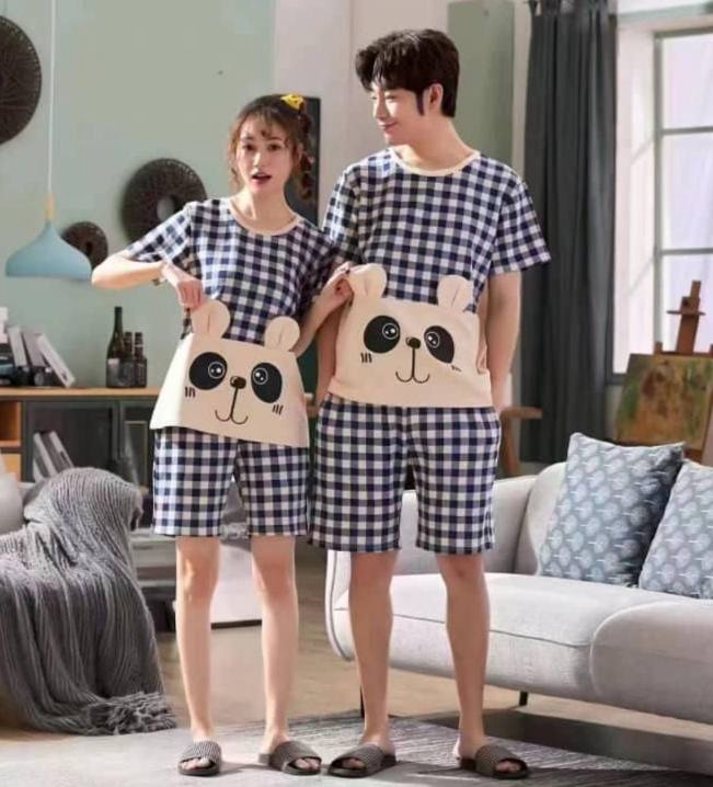 ست بلوز و شلوارک نخ و پنبه پاندا کد 3867