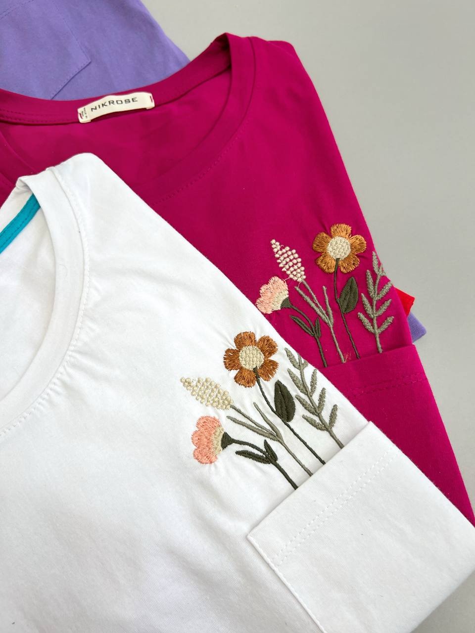 تیشرت جیب دار گلدوزی کد 3869