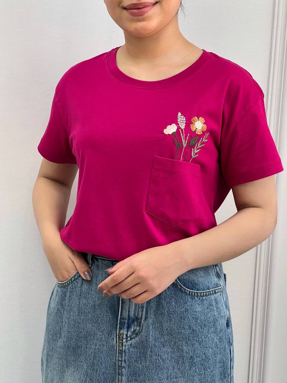 تیشرت جیب دار گلدوزی کد 3869