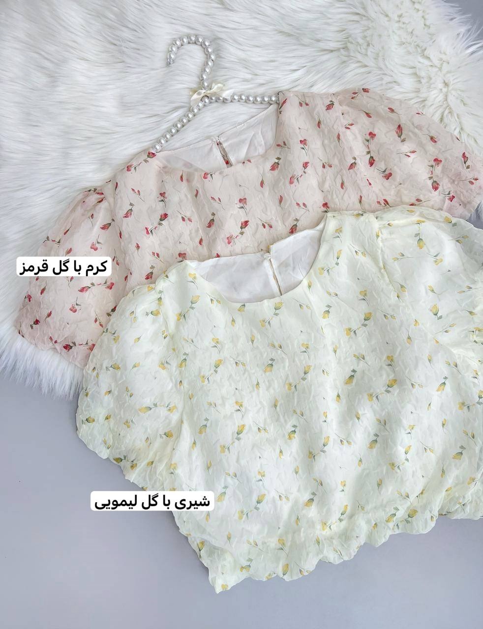 شومیز پف پفی گل ریز کد 3872