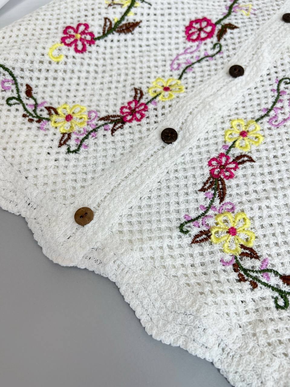 شومیز قلاب بافی آستین حریر مدل 2 کد 3873