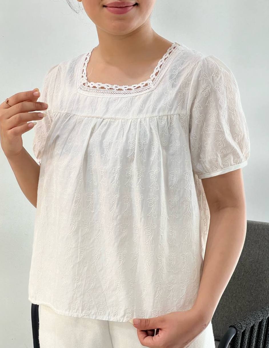 شومیز گلدوزی تکرنگ کد3876