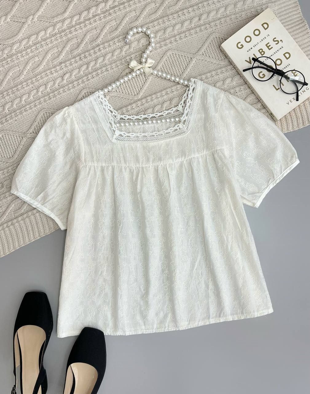 شومیز گلدوزی تکرنگ کد3876