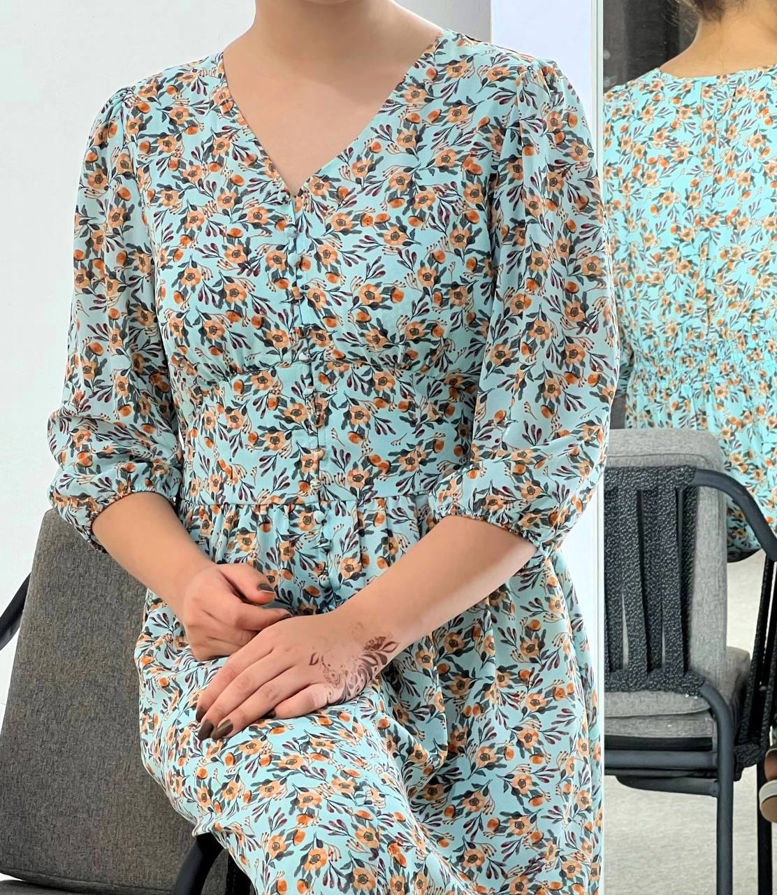 پیراهن کرپ حریر تکرنگ کد 3879