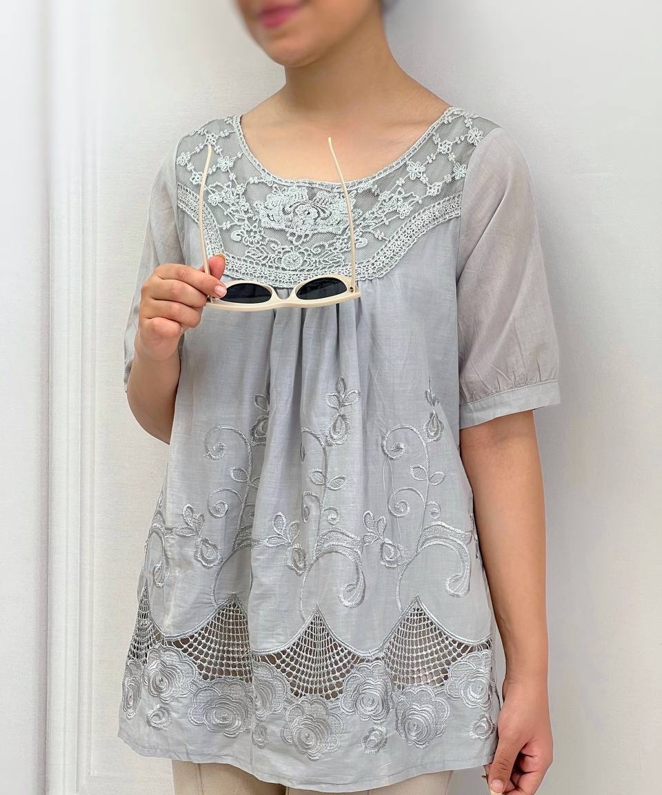 شومیز گلدوزی و خامه دوزی نخ هندی کد 3883