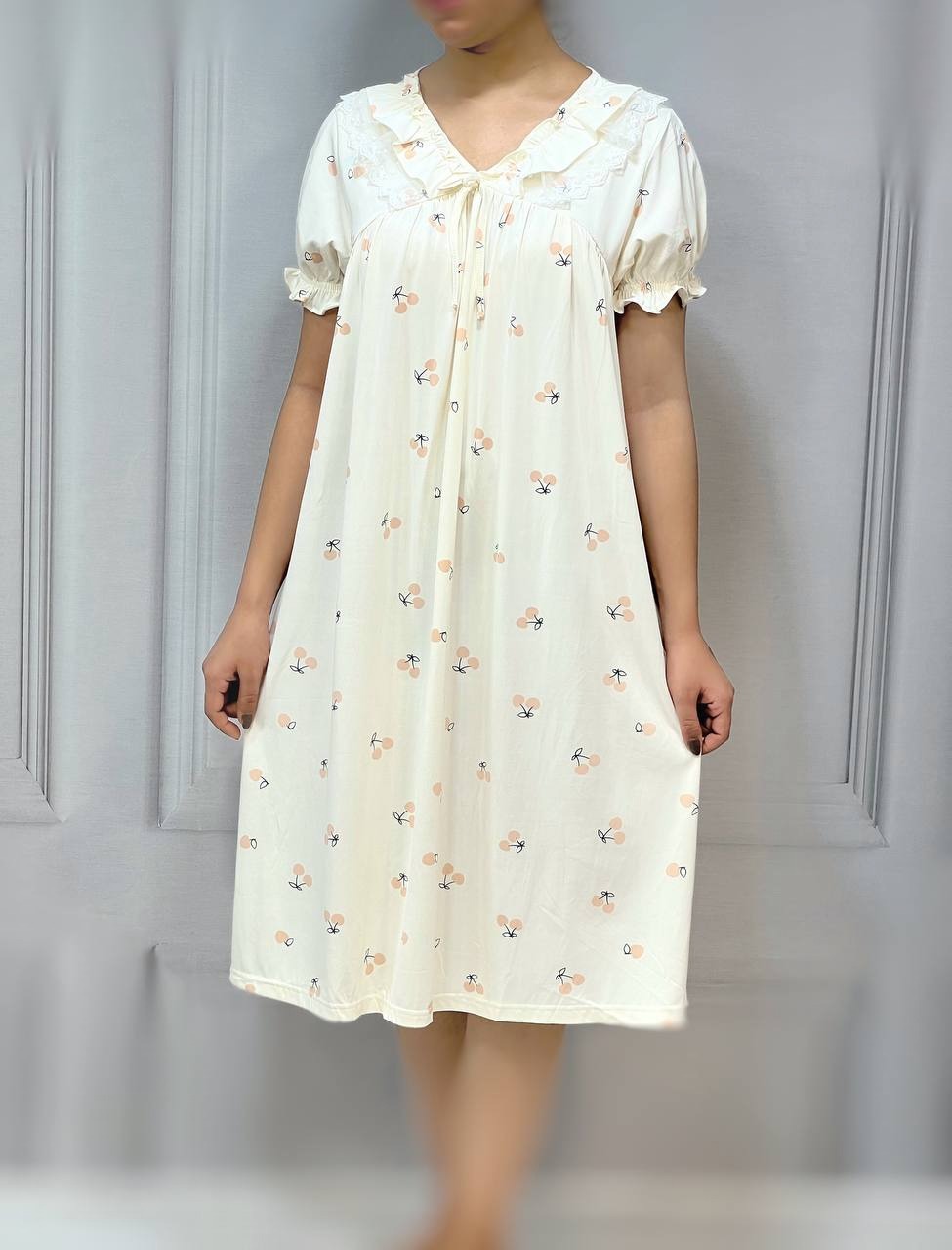 پیراهن پنبه یقه گیپور کد 3884