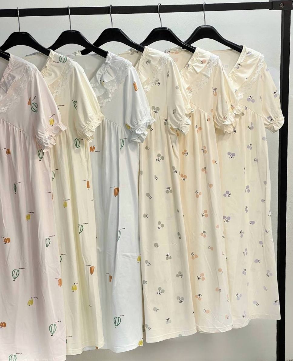 پیراهن پنبه یقه گیپور کد 3884