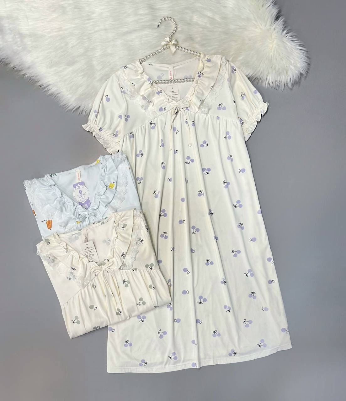 پیراهن پنبه یقه گیپور کد 3884