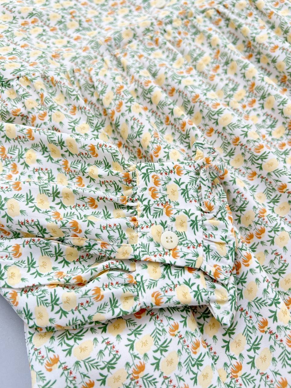 پیراهن جلو دکمه گل ریز کد 3887