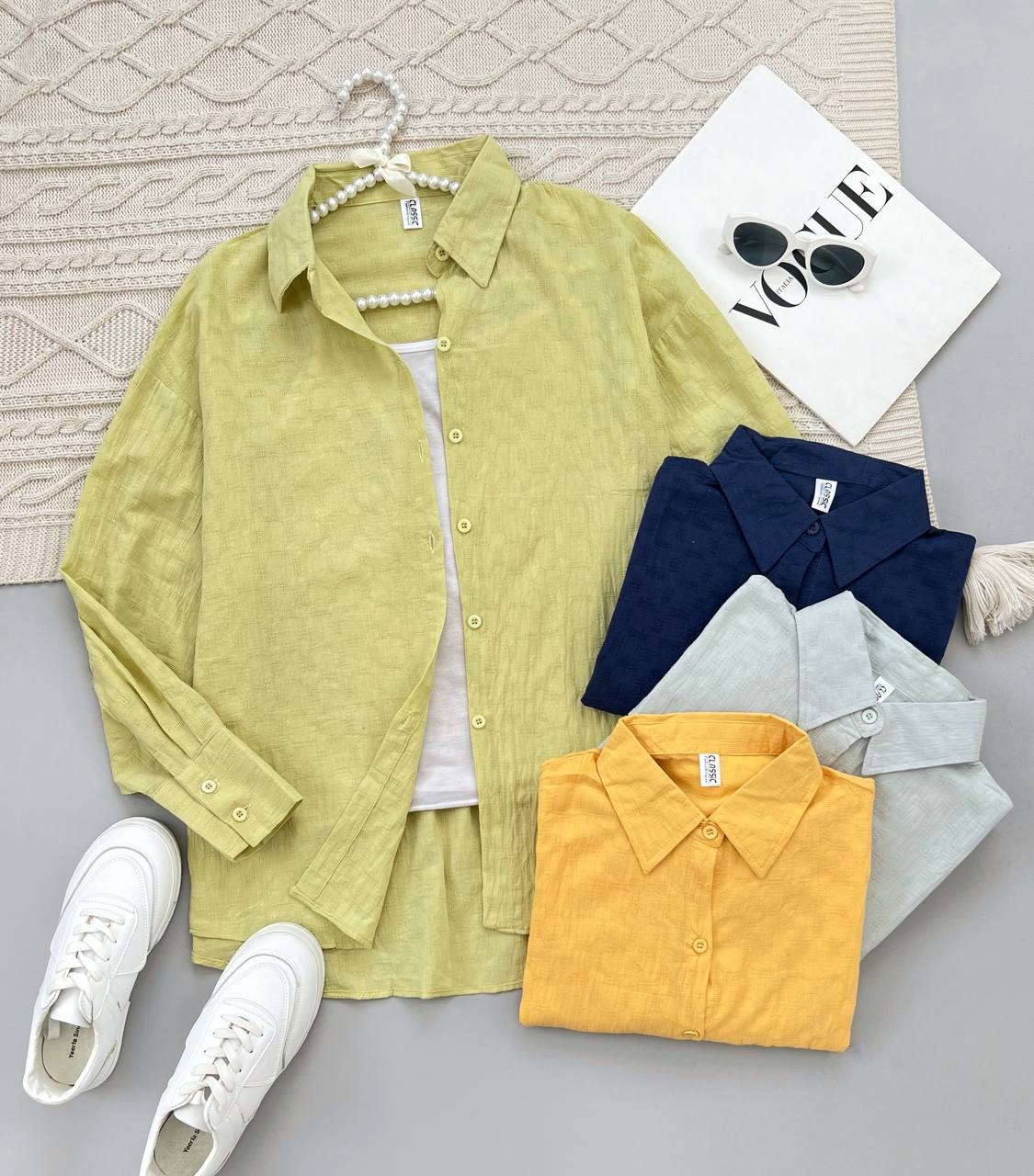 شومیز مانتویی نخ گل برجسته کد 3889