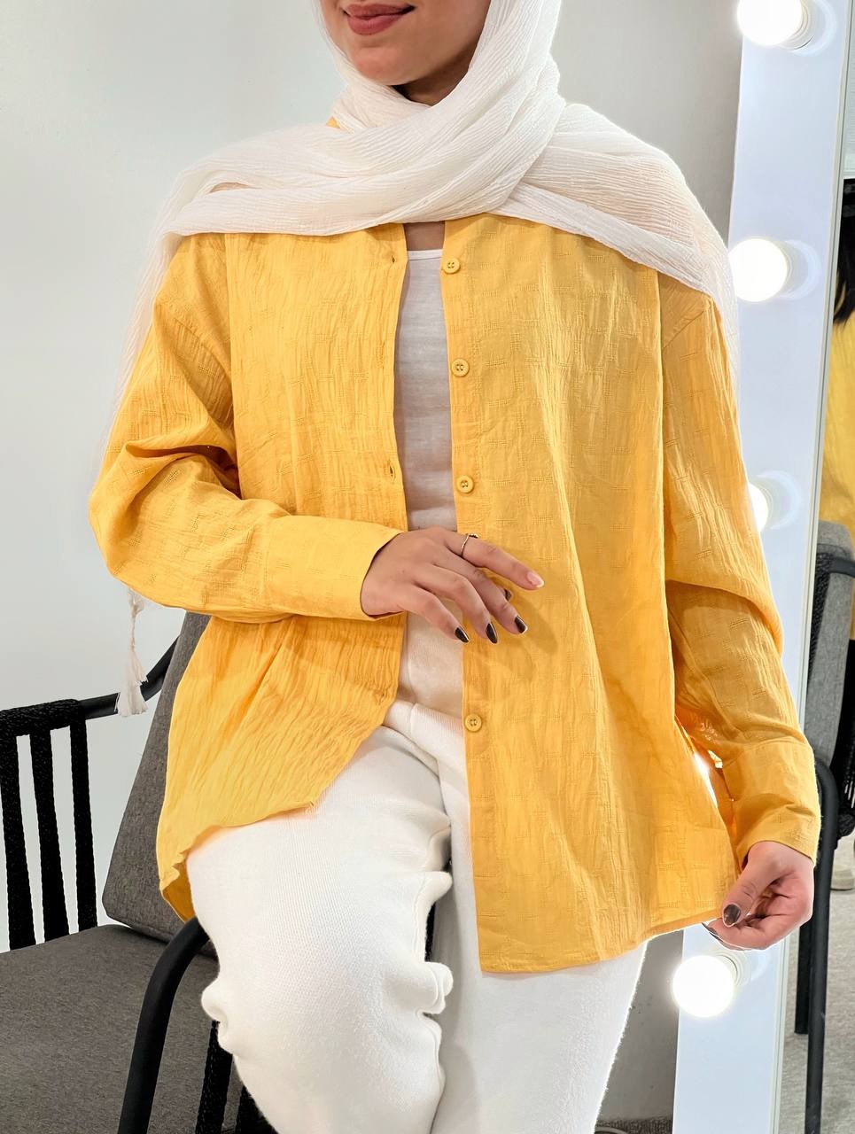 شومیز مانتویی نخ گل برجسته کد 3889