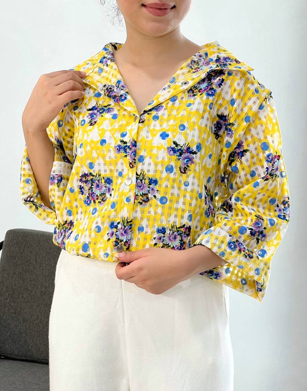 شومیز جلو دکمه بهار کد 3874