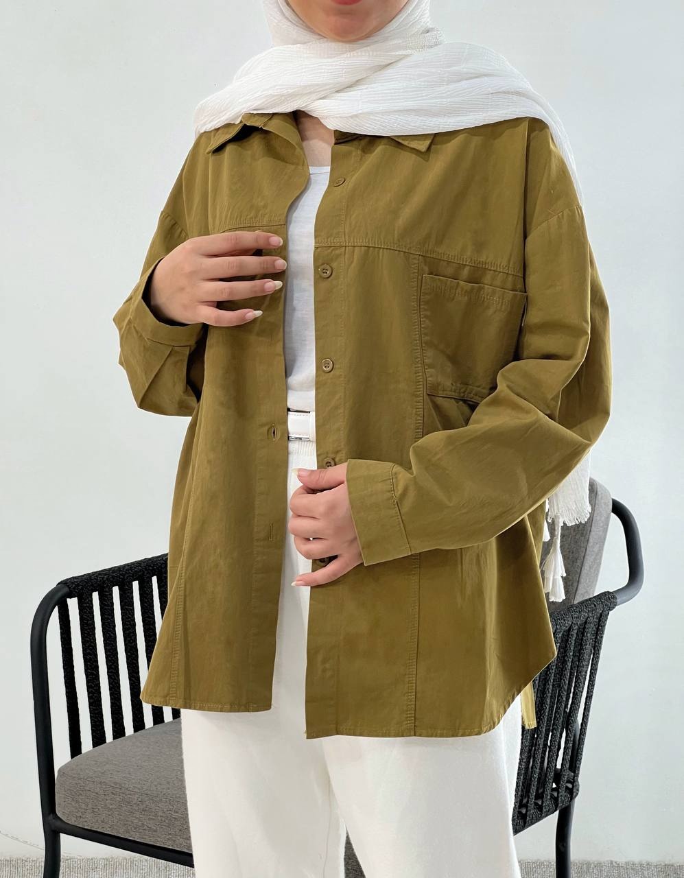 شومیز کتان نخ مداد رنگی کد 3894