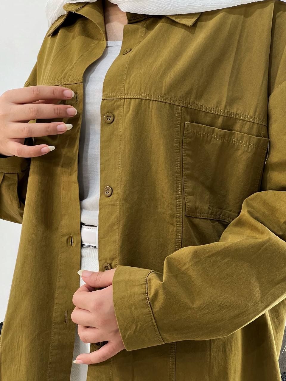 شومیز کتان نخ مداد رنگی کد 3894