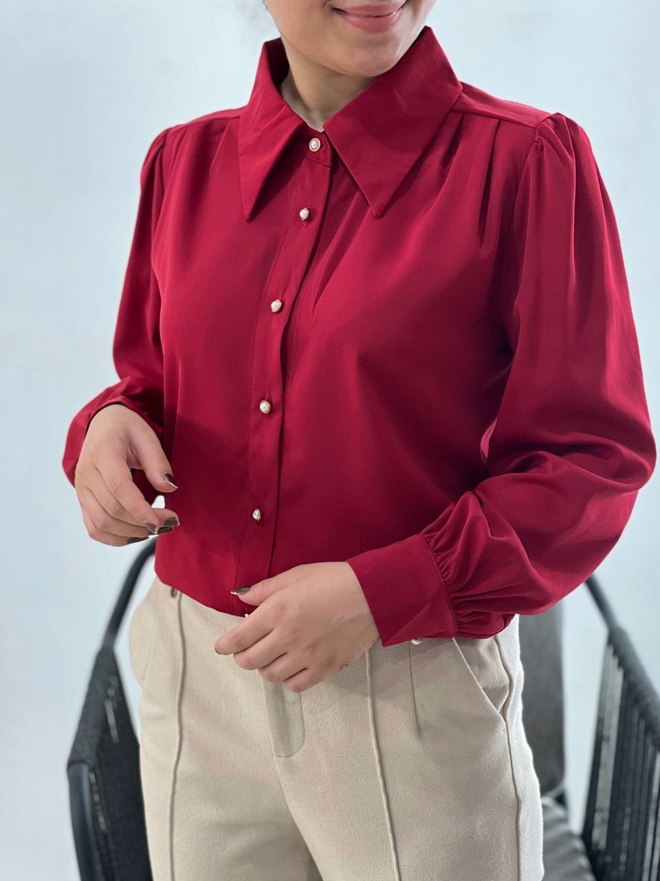 شومیز کرپ ساتن کرواتی کد 3897