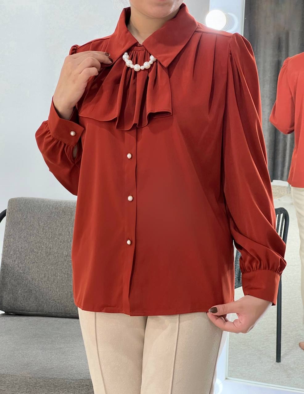 شومیز کرپ ساتن کرواتی کد 3897