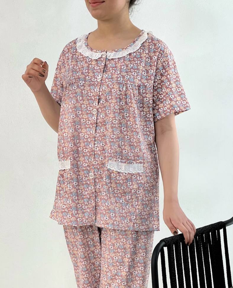 ست پیراهن و شلوار راحتی جلو دکمه مدل 2 کد 3900