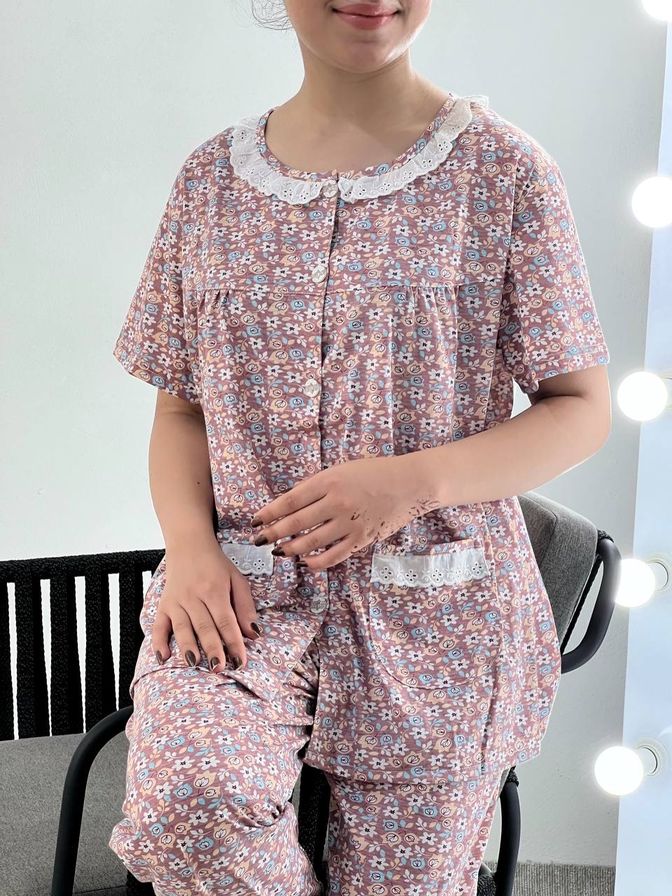 ست پیراهن و شلوار راحتی جلو دکمه مدل 2 کد 3900