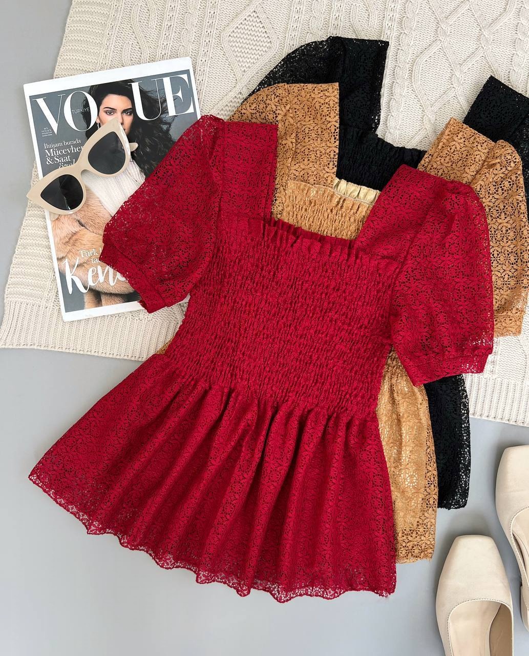 شومیز گیپور سه مدل کد 3901