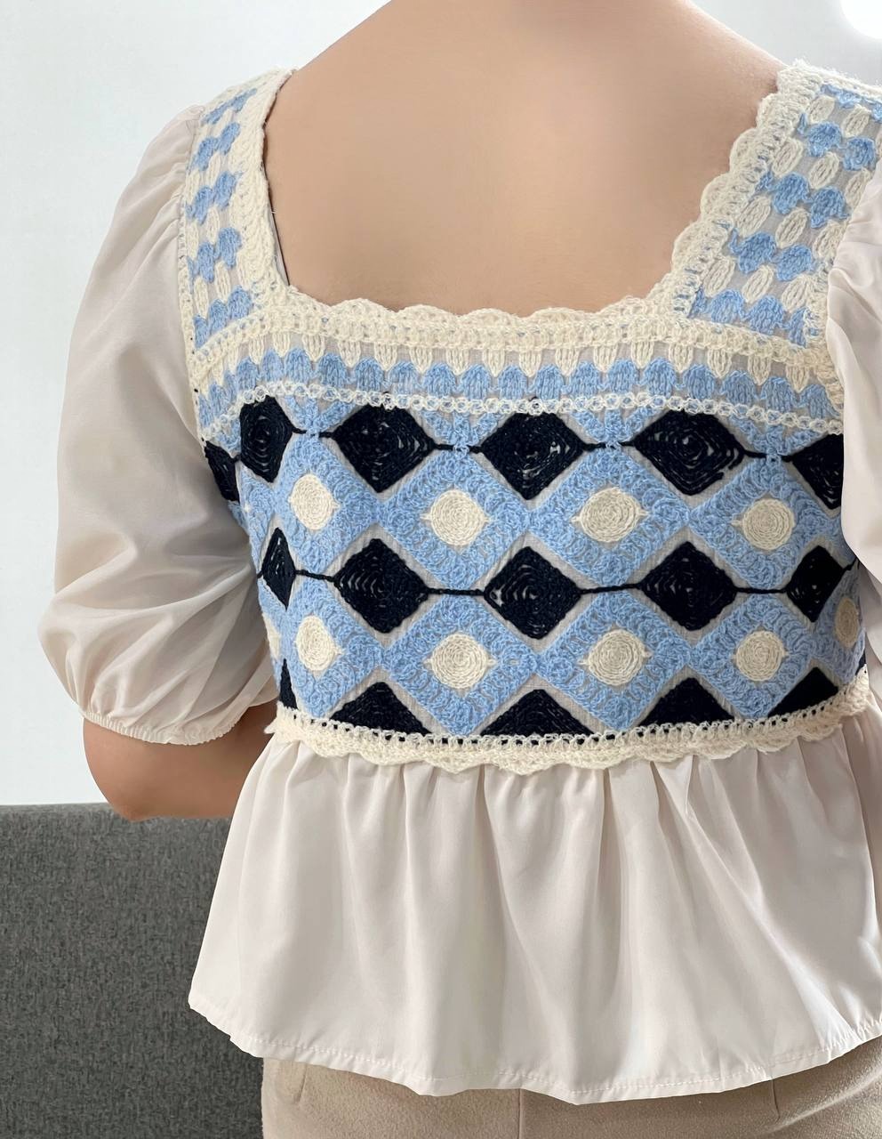 شومیز قلاب بافی آستین کوتاه مدل 3 کد 3902