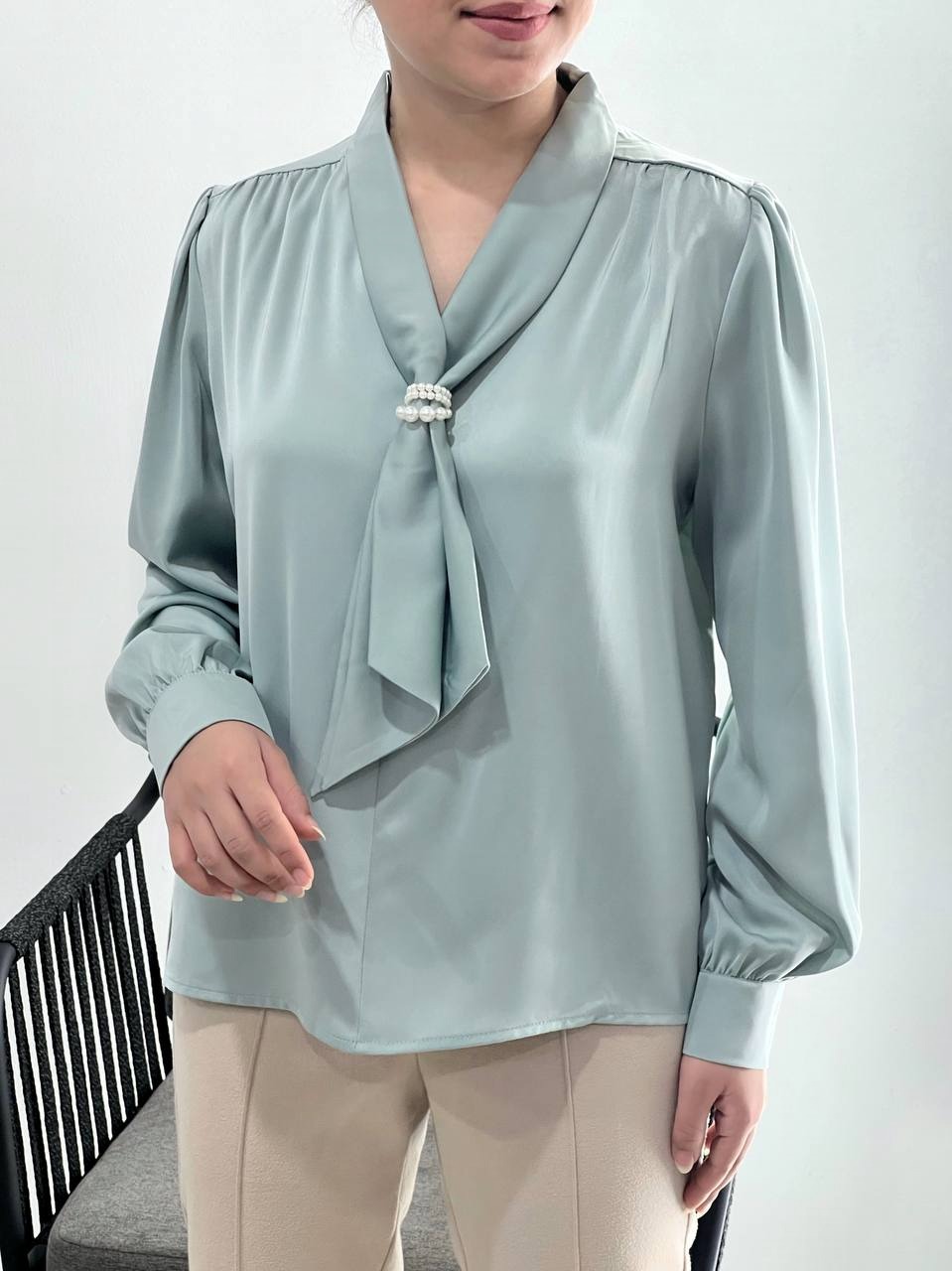 شومیز ساتن کرواتی اورجینال کد 3916