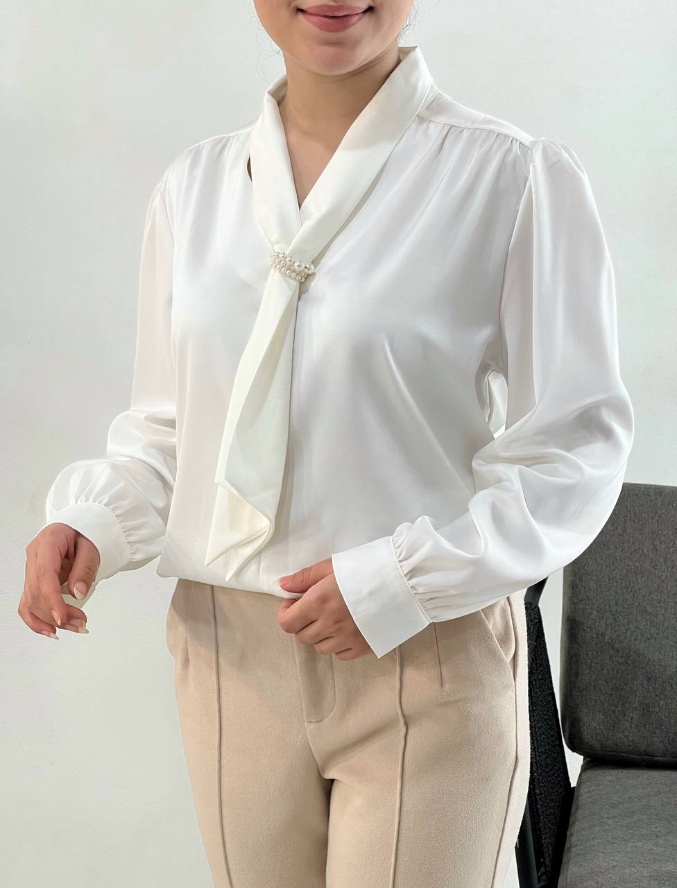 شومیز ساتن کرواتی اورجینال کد 3916