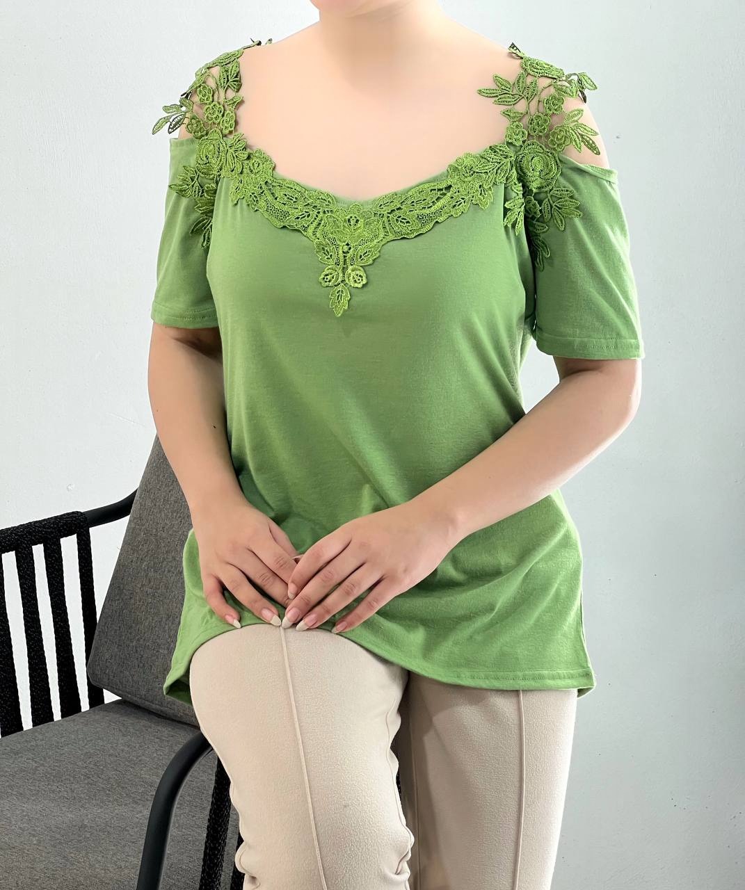 تیشرت سرشانه دانتل سه رنگ کد 3918