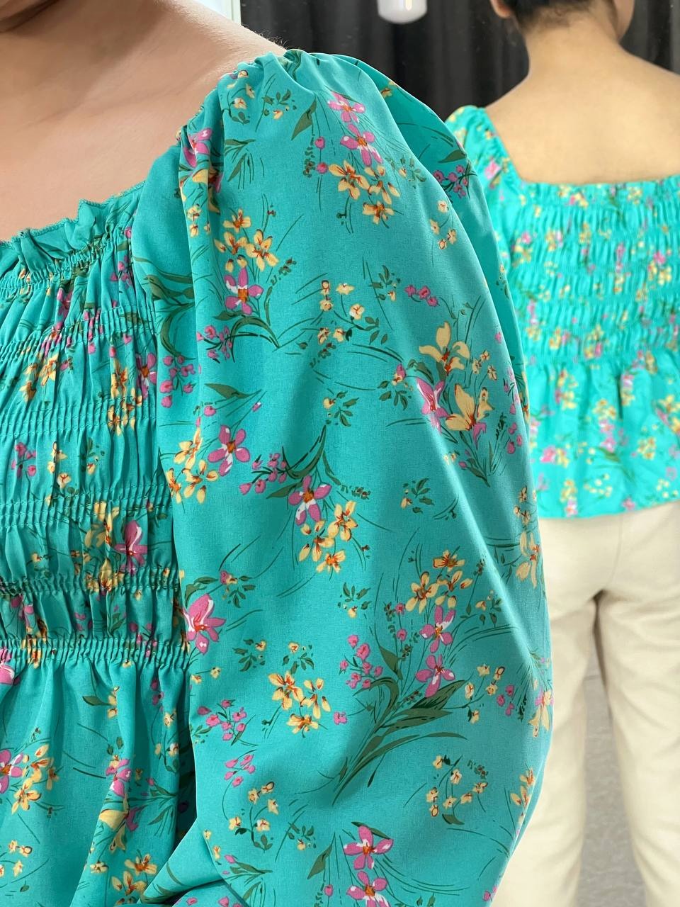 شومیز کش ماسوره ای گل ریز کد 3919