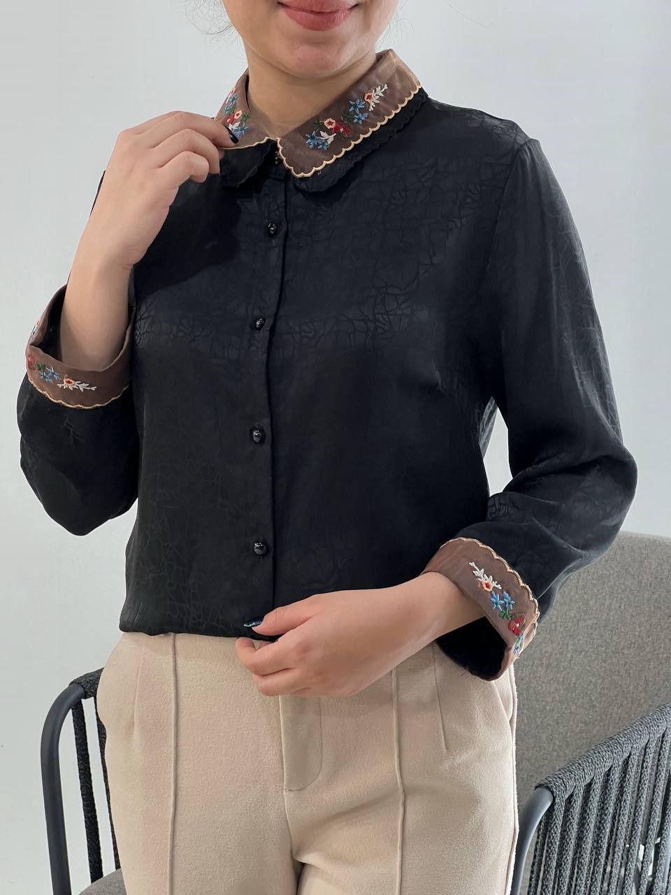 شومیز ساتن مزونی کد 3921