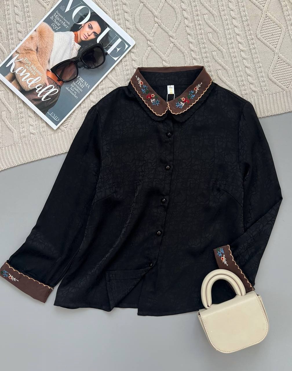 شومیز ساتن مزونی کد 3921