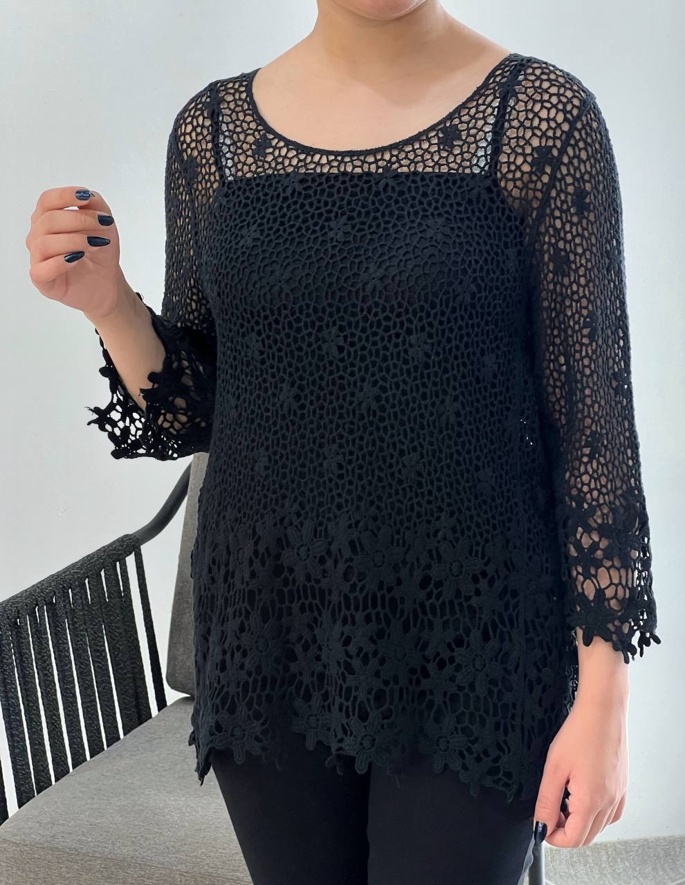 تونیک قلاب بافی سه رنگ کد 3925