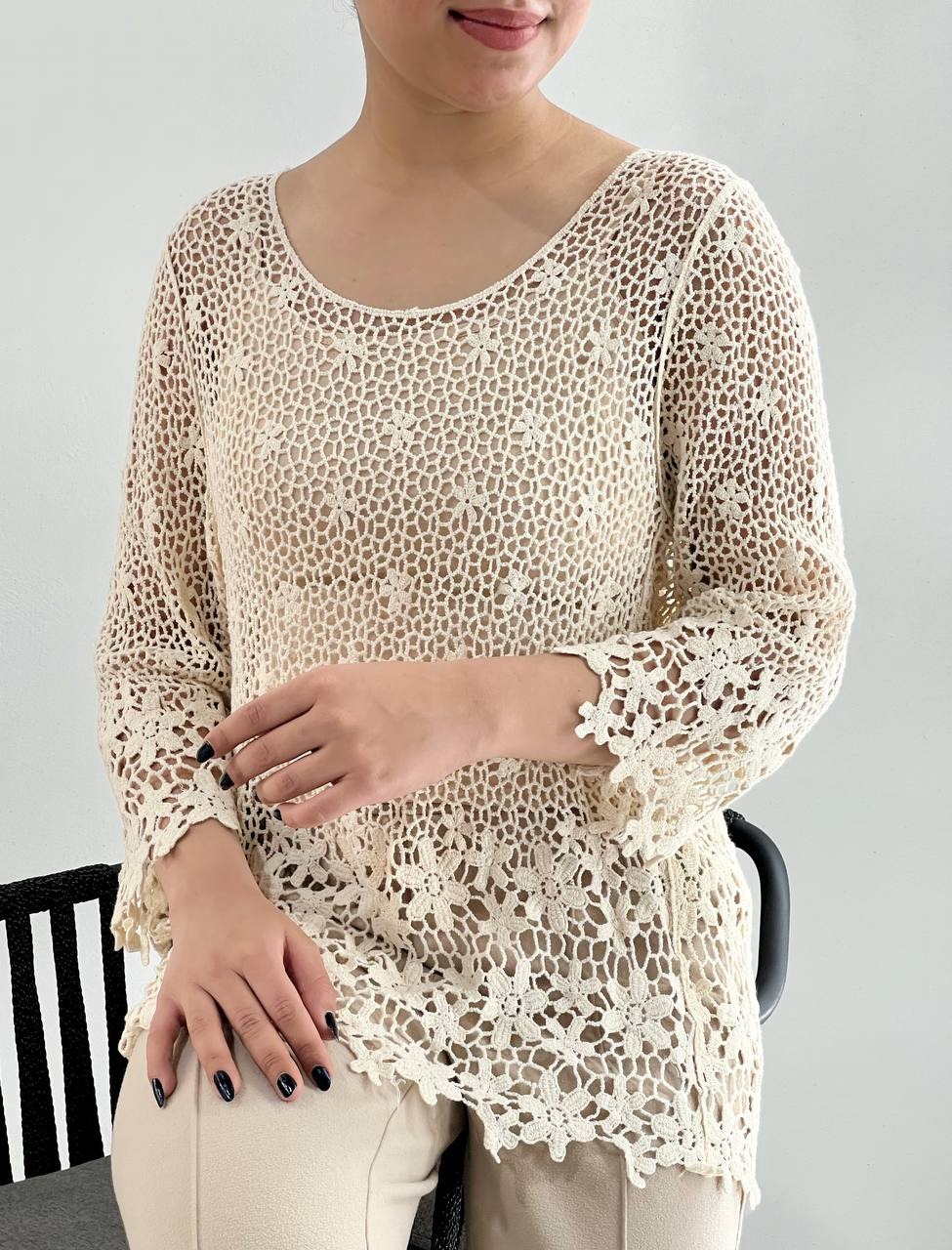 تونیک قلاب بافی سه رنگ کد 3925