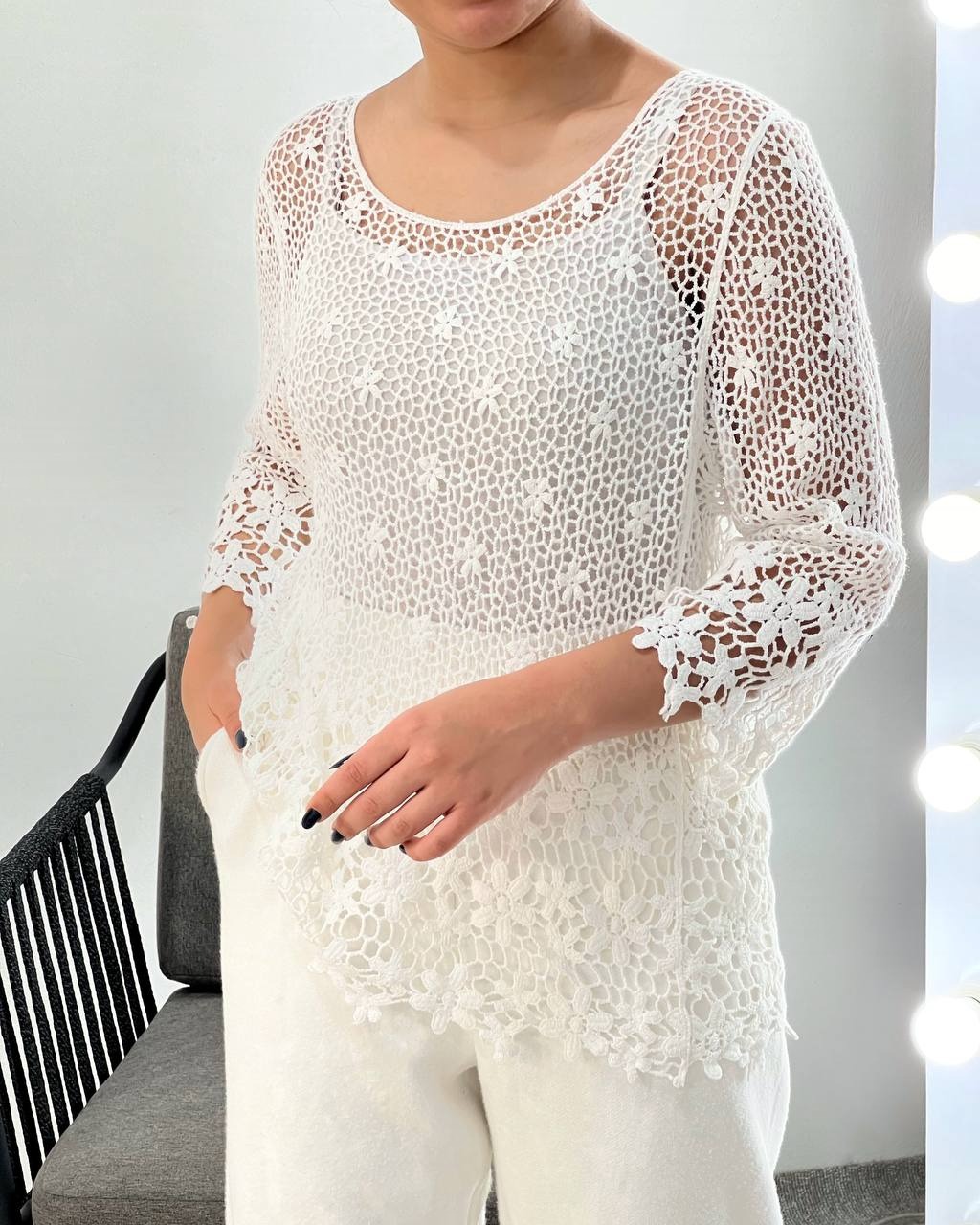 تونیک قلاب بافی سه رنگ کد 3925