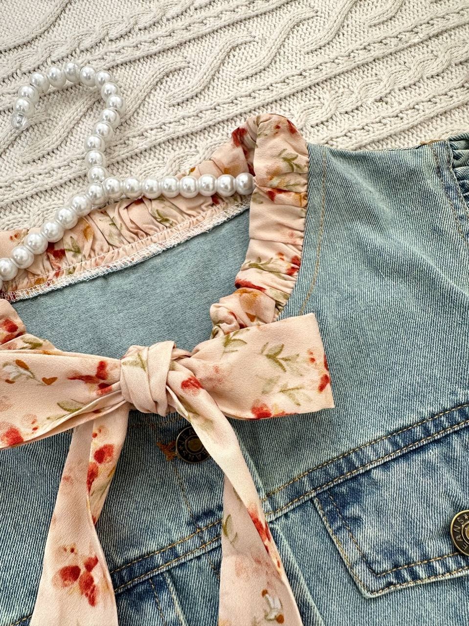 ست دوتیکه سارافون بهمراه کت جین کد 3927