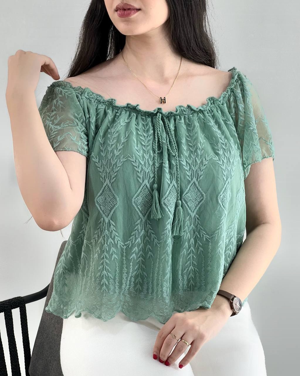 شومیز تمام گلدوزی منگوله کد 3929