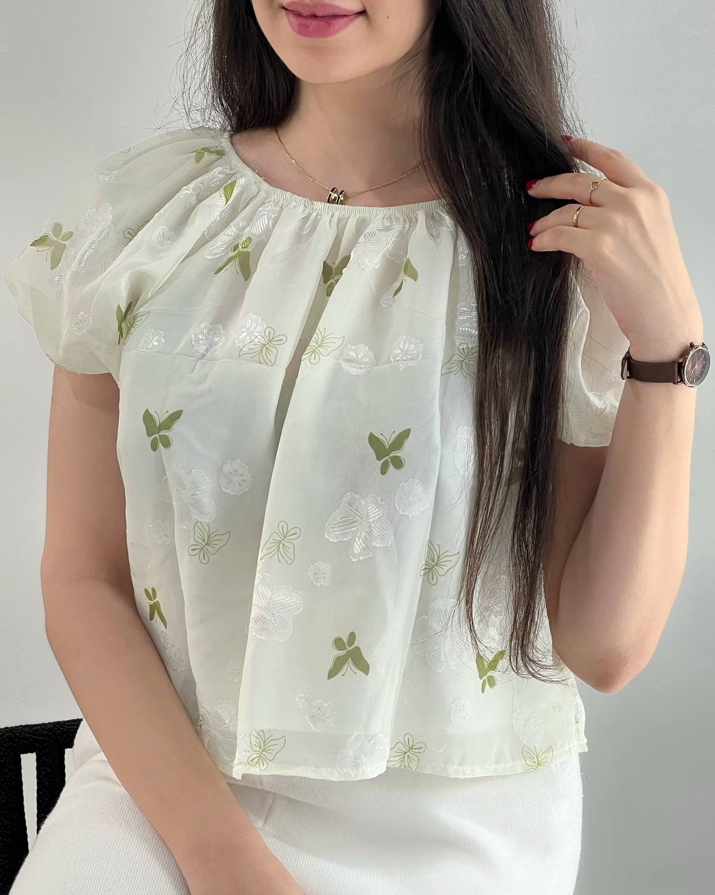 شومیز آستین پف آستردار کد 3932